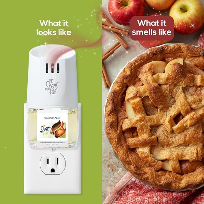 Scent Fill Cinnamon Apple Plug in Air Freshener, 4 Scented Oil Refills