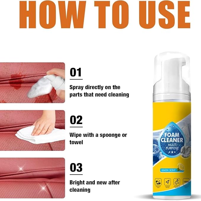 Auto Go Foam Cleaner, 2026 Upgrade 4-in-1 Multi-Enzyme Foam Cleaner – Deep Clean Car, Kitchen Enzyme Cleaners, All-Purpose Deep Cleaning Spray for Cars Interior, for Car, Kitchen, Sofa (1pcs, cleaner)