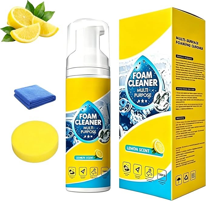 Foam Cleaner All Purpose, Multifunctional Foam Cleaner for Car, New Foam No-Rinse Cleaner for Car Interior, Kitchen, Bathroom Tiles, Sofa (1PC, 150ML)