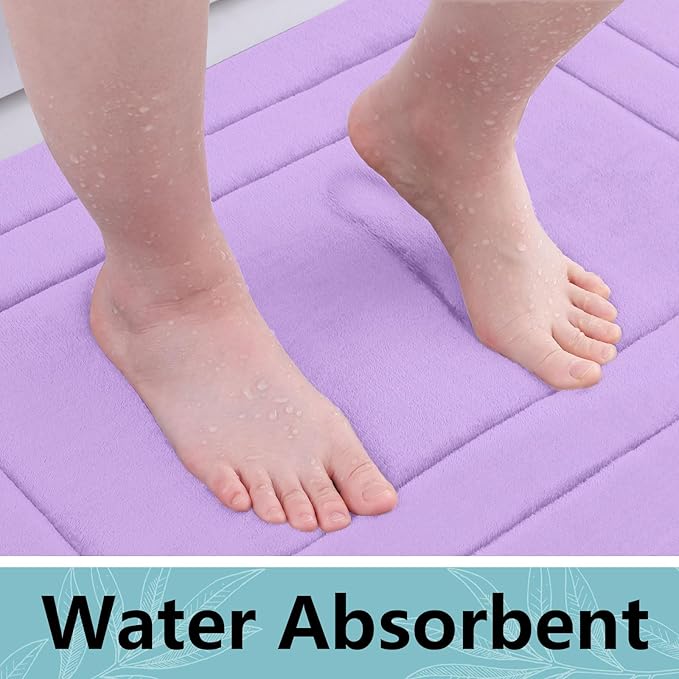 Arotive Memory Foam Bathroom Rug Mat 30x20, Ultra Soft and Absorbent Bath Mat, Machine Wash Dry, Comfortable Bath Rug Carpet for Bathroom Floor, Tub and Shower, Lavender