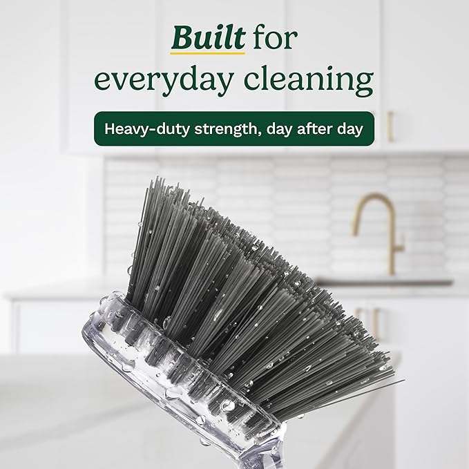 Cuisinart Dish Brush with Handle 2 Pack – Kitchen Scrub Brush for Dishes, Pots & Pans, Non-Scratch Dish Scrubber, Firm Bristles for Sink & Cookware, Comfortable Grip for Everyday Cleaning