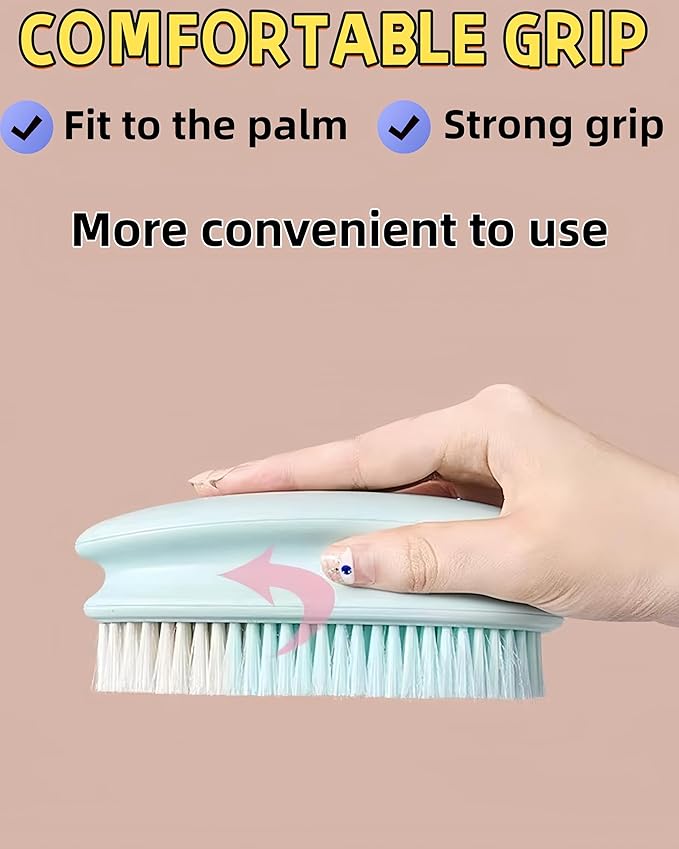 2 Pack Soft Bristle Cleaning Scrub Brush Laundry Brush Scrubber Brush for Clothes, Carpet and Fabric Stain Removal, Scrubbing Brush with Ergonomic Handle (Pink)
