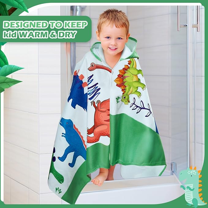 Oudain 6 Pcs Kids Hooded Bath Towel with Hood Microfiber Beach Baby Pool Beach Towel for Boy Girls Toddler Kids