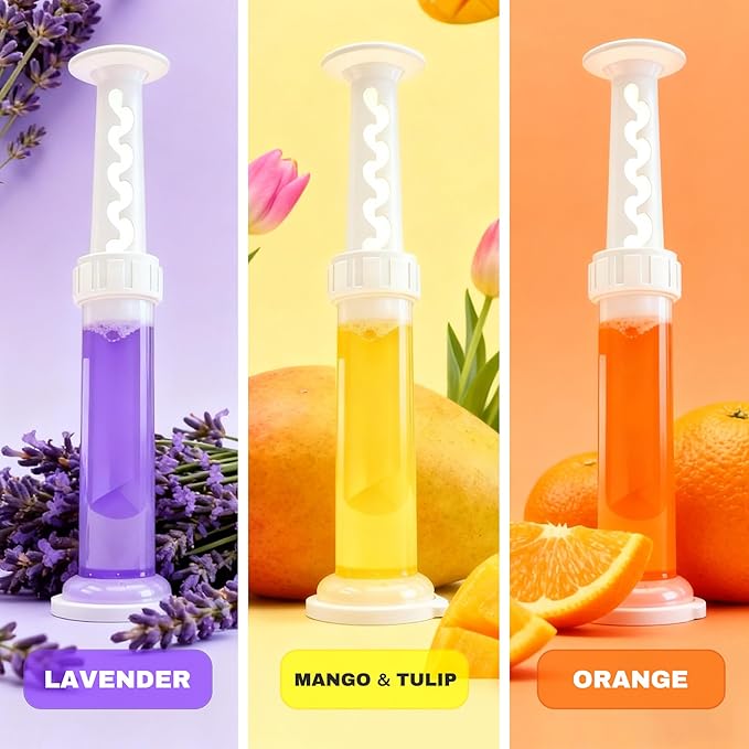 Toilet Cleaner Gel Stamp, Automatic Toilet Bowl Cleaner & Freshener, Helps Prevent Limescale & Odors, Lavender, Citrus, Mango & Tulip Scents, Bathroom Cleaning Essentials, 3-Pack