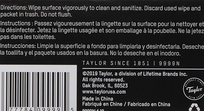 Taylor Food Service HACCP Wipes (100-Single Wipes), White