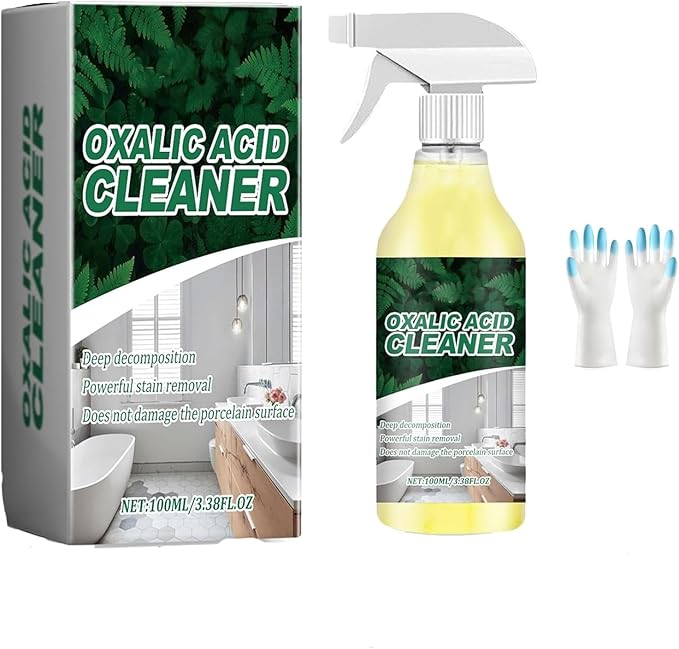 New Upgraded Oxalic Acid Cleaner Spray,Multi-purpose powerful stain remover，Rust Remover for Bathroom, Multi-Surface Cleaning for Bathtub, Porcelain & Tiles (1Pcs)