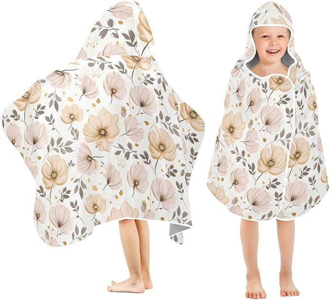 Kids Hooded Towels Flower Floral Swimming Beach Towel 23.5" x 50" Bath Towel for Boys Girls 21217240