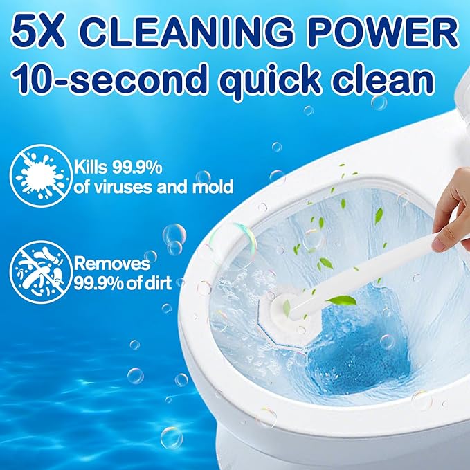 80 Count Toilet Wand Refills for Clorox Toilet Wand - Toilet Bowl Cleaners with 5X Cleaning Power, Upgrade 3-Layer Thickened Toilet Brush, No Falling Apart | 360° Efficient Cleaning