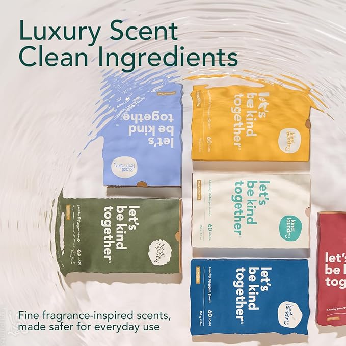 Kind Laundry Detergent Sheets – 60 Loads Fragrance Free, EWG Verified, No Residue After Wash, Eco Plastic-Free Liquidless Laundry Soap, Non-Toxic Formula, for Sensitive Skin, Travel & Dorm Friendly