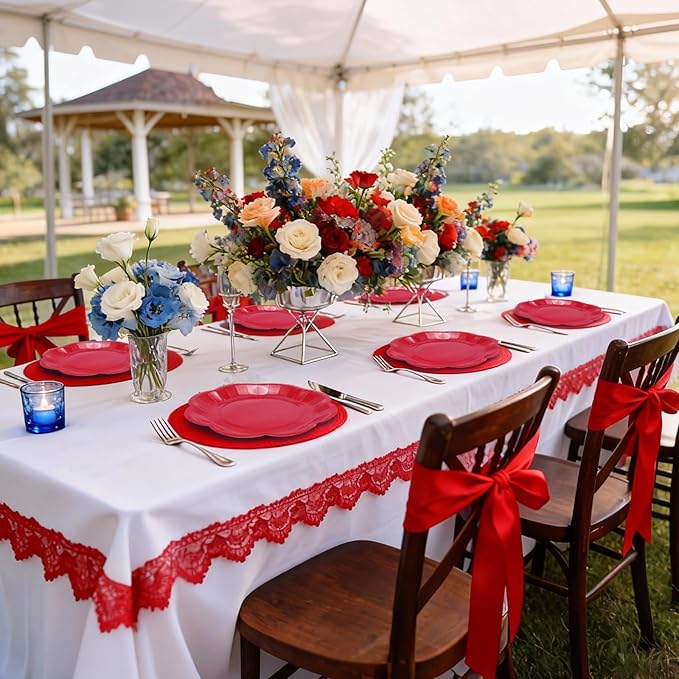 Red Plates Party Supplies,9 inch Red Paper Plates Disposable Scalloped for Birthday Cake Plate Baby Shower Dinner Wedding Dessert Valentines Day Party