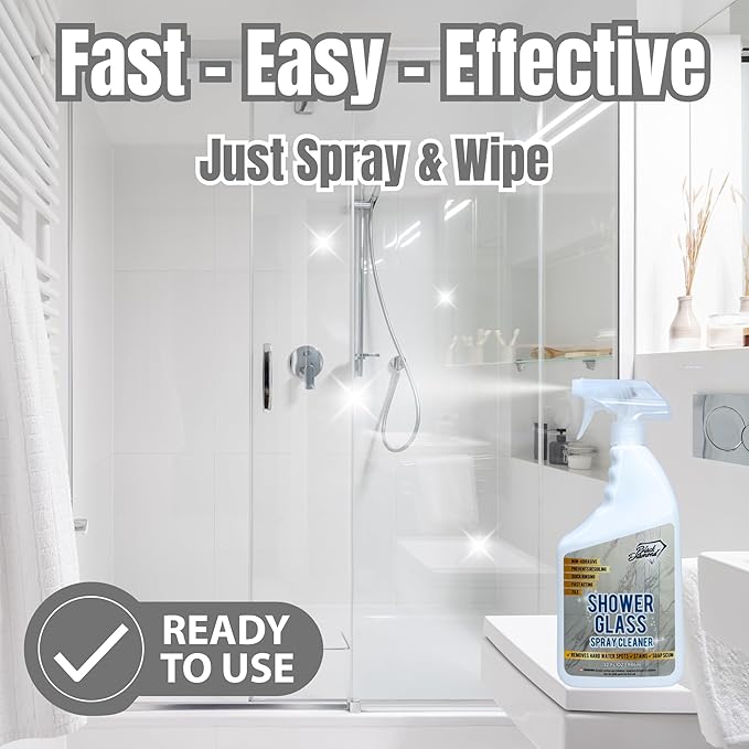 Shower Glass Cleaner – Professional Strength Shower Door & Tile Spray - Removes Hard Water Stains, Soap Scum & Water Spots, Non-Abrasive, Prevents Resoiling (160 Fl Oz (Pack of 1))
