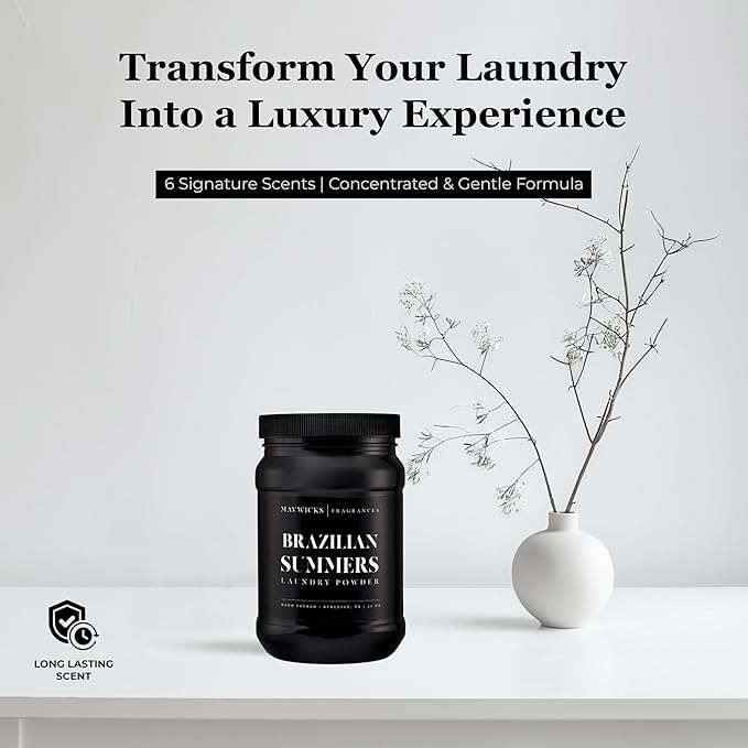Mavwicks - Luxury Laundry Detergent Powder (Brazilian Summers) 32 Oz – Concentrated for Tough Stains and Odors, For All Washing machine types – Gentle on Fabrics