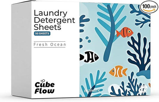 Laundry Detergent Sheets, Ebony Rose Scent - 100 Loads | 72-hour long lasting fragrance, Eco Friendly Sheets | Pre-Measured, Liquidless for Deep Clean | Hypoallergenic (Fresh Ocean)