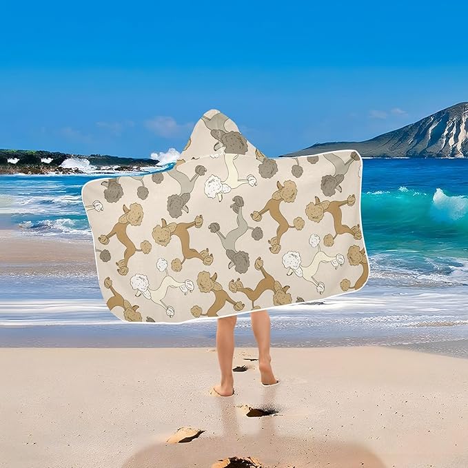susiyo Kids Hooded Bath Towel Colorful Poodle Dogs Beach Towel for Kids 23.5 x 50 Inch Microfiber Soft Absorbent Quick Dry Bath Swim Pool Towel Wrap Poncho Bathrobe with Hood for Kids Toddler