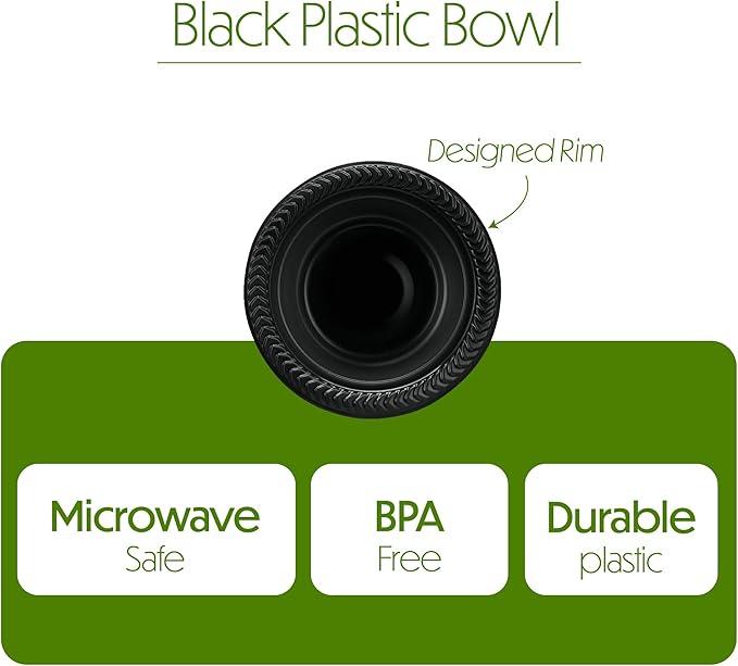 PLASTICPRO 400 PCS Black Plastic Bowls Light Weight 5 oz Small Plastic Soup Bowls Black Salad Dessert Plates Disposable for Party and Wedding