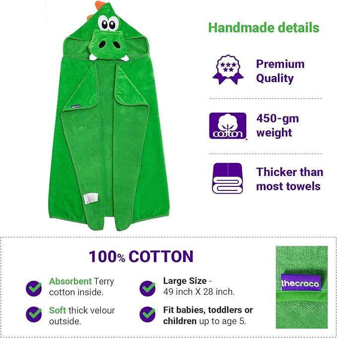Premium Hooded Towel: Ultra Soft, 100% Cotton, Super Absorbent, Thick, and Exceptionally Large.