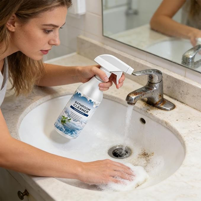 Deep Foam Bathroom Cleaner, All Purpose Stain Remover Spray, 120ml Descaling Solution with Fast Action Foam, Heavy Duty Limescale Eliminator, Brightening Formula for Tile Restoration