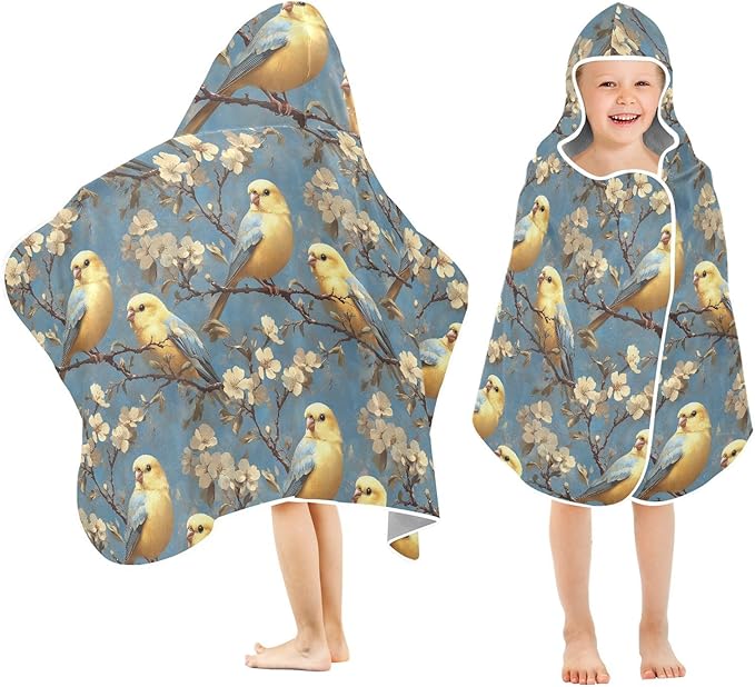 Beach Towel Beauty Budgerigar Neutral Hooded Kids Beach Towel Lightweight Toddler Bath Towel