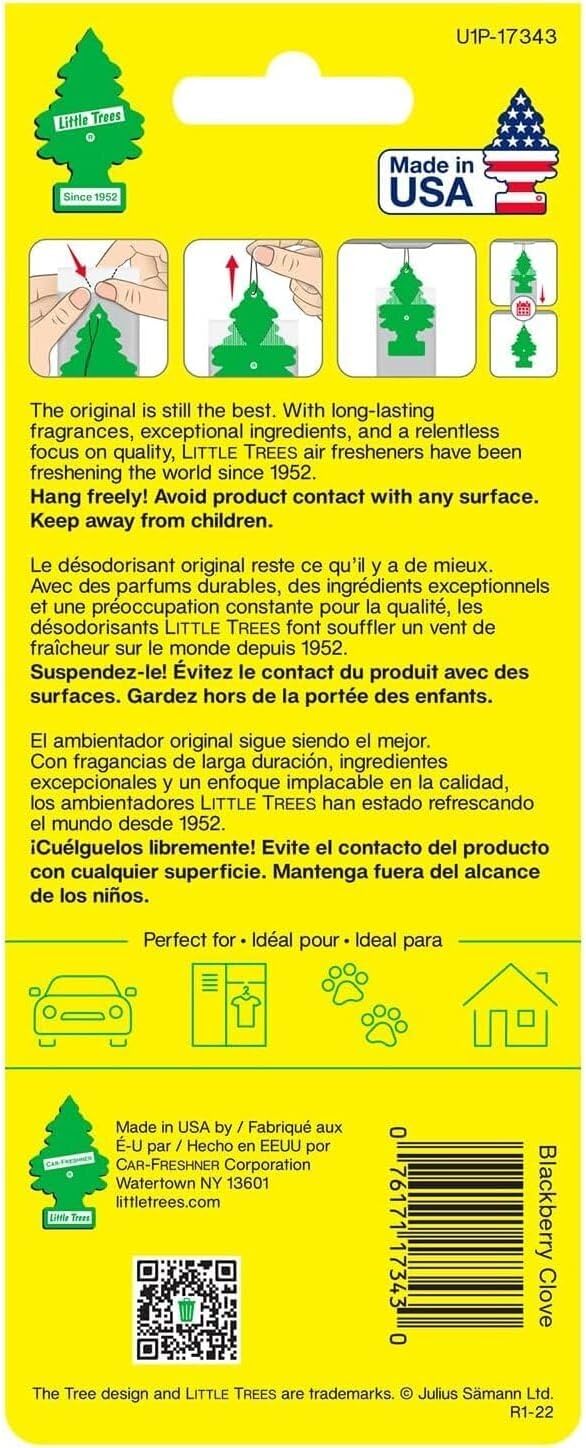 LITTLE TREES Car Air Freshener | Hanging Paper Tree for Home or Car | Blackberry Clove | Pack of 24