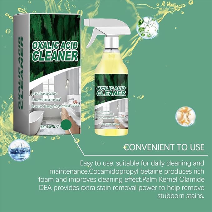 New Upgraded Oxalic Acid Cleaner Spray,Multi-purpose powerful stain remover，Rust Remover for Bathroom, Multi-Surface Cleaning for Bathtub, Porcelain & Tiles (1Pcs)