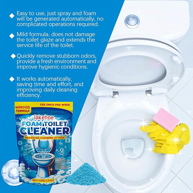 Foam Toilet Cleaner, Advanced Formula, Septic Safe；Self Activating Miracle Powder for Toilet Bowl Cleaning-2Pack