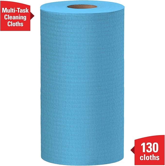 WypAll GeneralClean X60 Cloths Multi-Task Cleaning Wipes (35411), Strong and Absorbent Towels, Blue (130 Sheets/Roll, 12 Rolls, 1,560 Sheet Total)