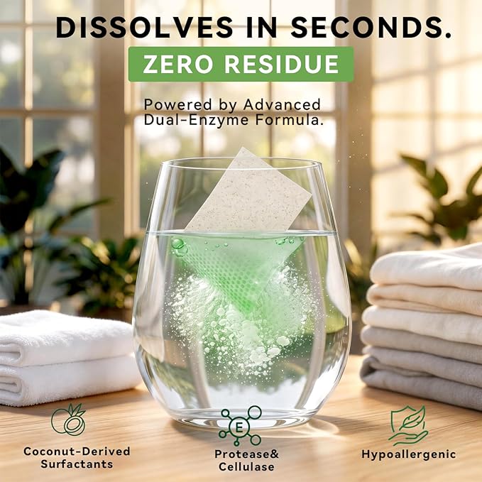 Laundry Detergent Sheets 120 Loads Stain-Fighting Enzymes - Plant Powered Fragrance Microcapsules Eco-Friendly Laundry Soap Sheets - Home or Travel Flax scent 60 sheets