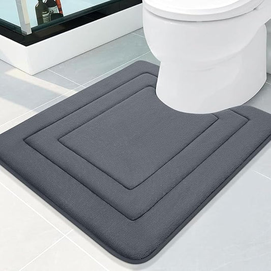 Arotive Memory Foam U-Shaped Toilet Rugs 24" x 20", Super Soft Absorbent Contoured Bathroom Rugs, Machine Washable Contour Bath Mats for Bathroom Toilet Base, Dark Grey