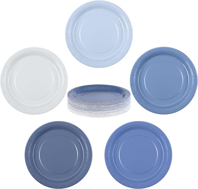 Kochorie 60 Pieces Dusty Blue Disposable Paper Plates 9 Inch Heavy Duty Dinner Plates, Solid Color, Table Decorations Party Supplies for Birthdays, Weddings, Daily Use