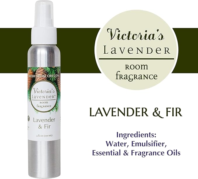 Victoria's Lavender Room Fragrance Spray - Air Freshener & Odor Eliminator - Fir & Lavender Spray - Luxury Essential Oil Scent for Home & Bathroom - Aromatherapy & Stress Relief - 1 Pack, 4 fl oz