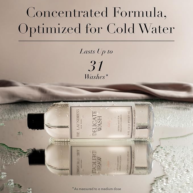 The Laundress Delicate Wash Luxury Liquid Laundry Detergent, 31 Loads, Concentrated Washing Detergent, Lady Scent, Enzyme-Free Hand or Machine Wash Laundry Soap for Silk, Lingerie & More