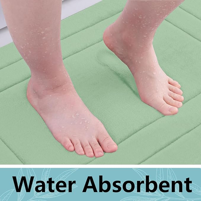Arotive Memory Foam Bathroom Rug Mat 44x24, Ultra Soft and Absorbent Bath Mat, Machine Wash Dry, Comfortable Bath Rug Carpet for Bathroom Floor, Tub and Shower, Sage Green