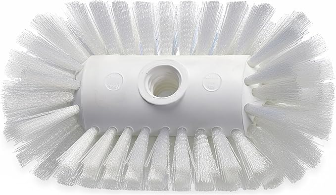 SPARTA Spectrum 7.5" Tank and Kettle Brush Head with Flared Nylon Bristles, 5.5" Diameter, 3/4-5 ACME Compatible, Commercial Cleaning Head Only, 7.5 Inches, White (Pack of 12)