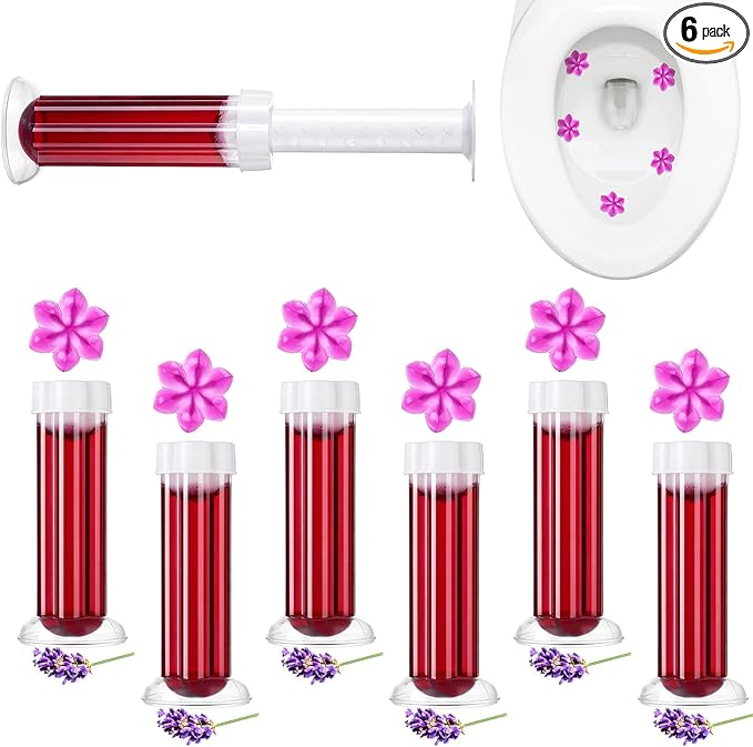 Flower Stamp Toilet Gels Toilet Stain Removal Cleaning Air Freshener Flower Stamps Pack for Bathtubs Bathroom(Purple,6 Pcs)