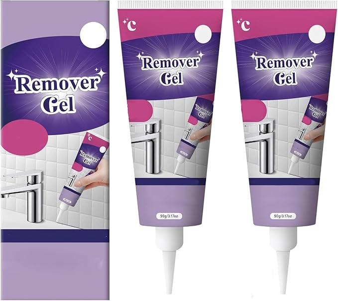 Stain Remover Gel for Tile and Grout - Thick Gel for Vertical Surfaces in Bathroom & Kitchen - Removes Soap Scum and Dirt (2PCS)