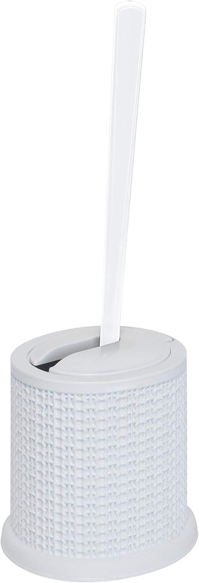 Bath Bliss Self Closing Lid Toilet Brush with Rim Scrubber | Dimensions: 5. 9" x 5. 3" x 15. 4" | Self Closing | 360 Degree Bristle | Bathroom Cleaning | Separate Rim Scrubber | White