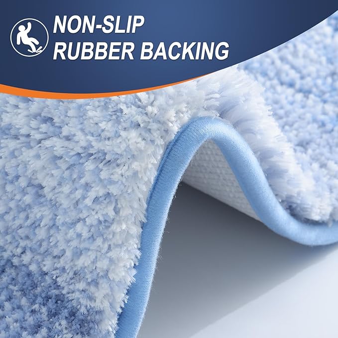 OLANLY Bathroom Runner Rugs Mat 44x24, Extra Soft Absorbent Microfiber Bath Rugs, Rubber Backing, Quick Dry, Washable Long Bath Mats for Bathroom, Tub and Shower, Home Decor Accessories, Light Blue