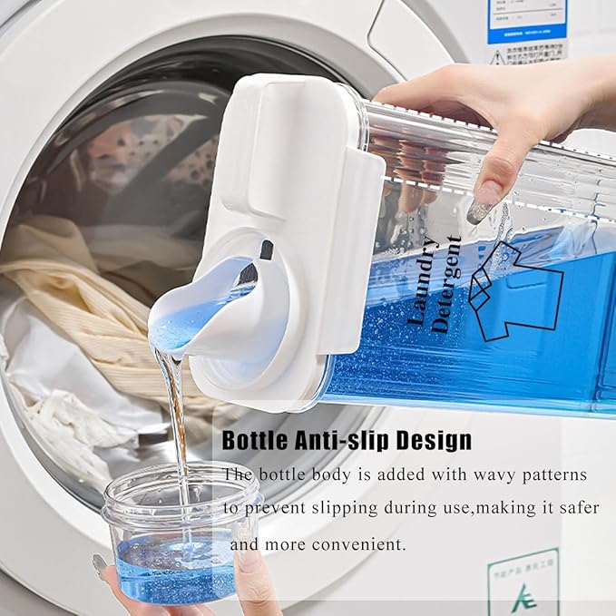 [2 Pack] Laundry Detergent Dispenser for Laundry Room Organization and Storage, 2800ml Laundry Soap Dispenser，Liquid Laundry Detergent Dispenser with 4 Removable Labels, BPA Free & Pet Plastic, Clear