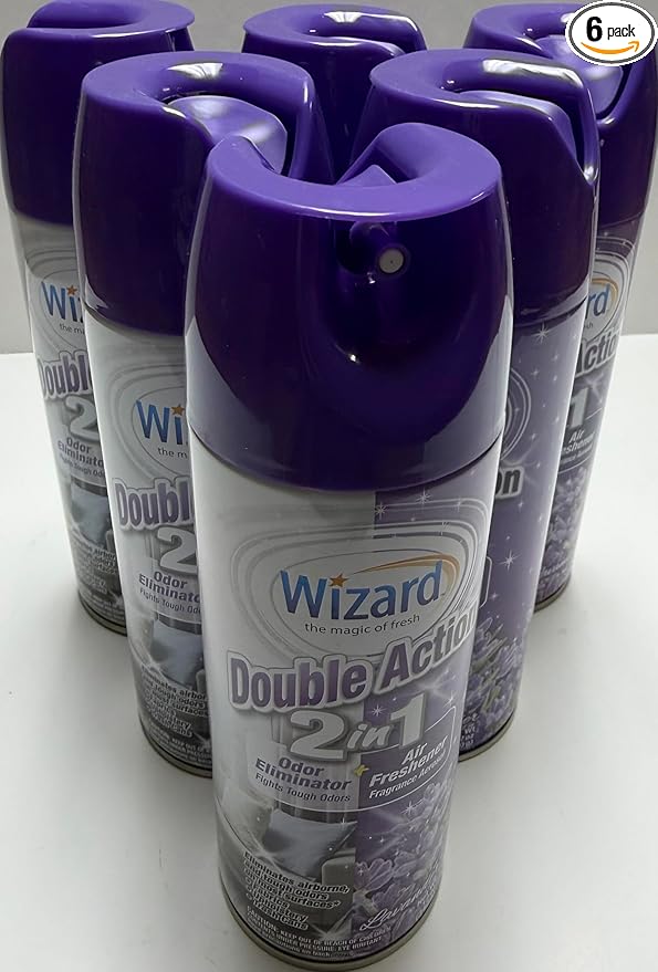 Wizard Double Action Smoke Odor Neutralizer & Air Freshener, Eliminates Smoke Smell & Odors, Freshens Air, Long-Lasting Scent; 6-Pack of 12oz Sprays lavender (pack of 6)