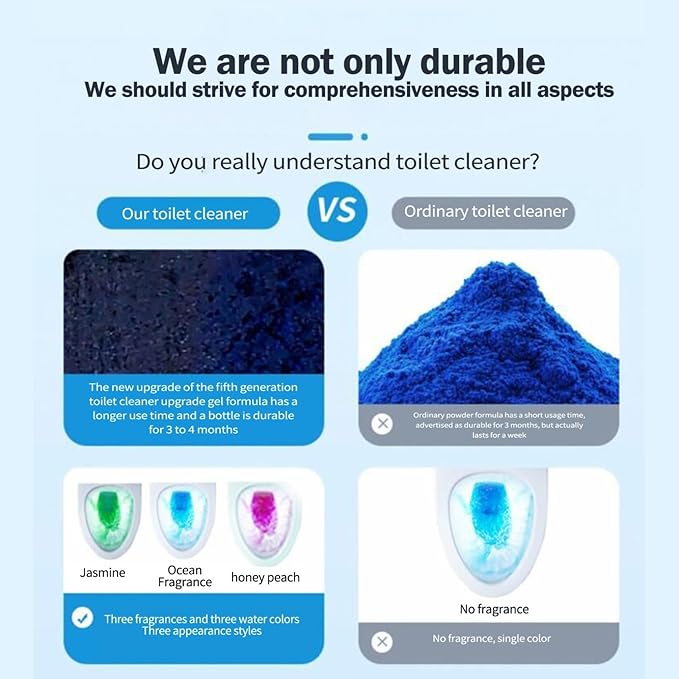 Dinosaur-Shaped Toilet Bowl Cleaner Bottle,Automatic Bathroom 𝙏𝙤𝙞𝙡𝙚𝙩 Tank Cleaner with Ocean Scent,Long Lasting 𝙏𝙤𝙞𝙡𝙚𝙩 Cleaner,Powerful Cleaning (Blue)