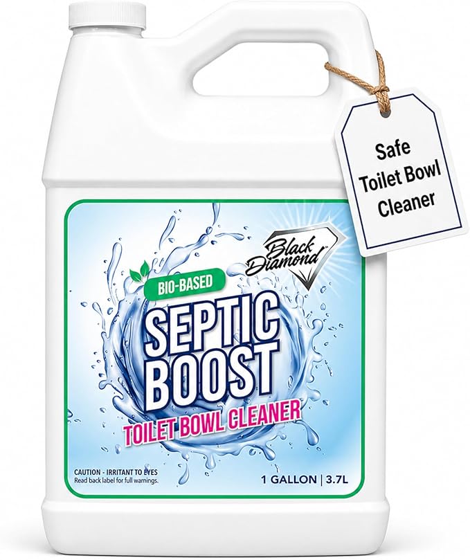 Septic Boost Septic Safe Toilet Bowl Cleaner - Acid-Free Toilet Cleaner with Enzymes for Septic Tank Treatment - Effective Cleaning & Deodorizing Bio-Based Liquid Toilet Bowl Cleaner (1-Gallon)