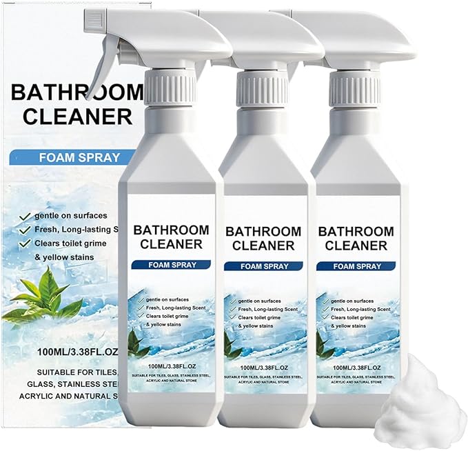 Quatrel Scale Remover Bathroom Cleaner,Bathroom Descaler Foam Cleaner,All-Purpose Bathrooms Descaler Foam Spray, Suitable for Tiles, Glass, Stainless Steel (3PCS)