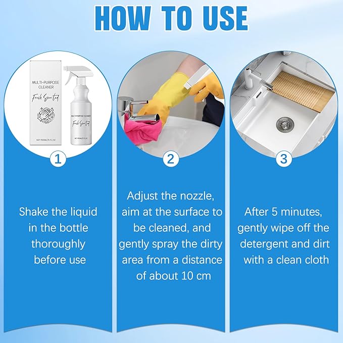 cuoct 2Pcs R & W Multi Purpose Cleaner, Multi Purpose Cleaner,All-purpose Rinse-free Cleaning Spray,Multipurpose Bathroom Foam Cleaner