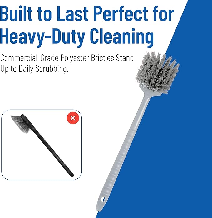 SPARTA 40501EC23 Plastic Large Scrub Brush, Kitchen Brush, Utility Brush With Long Handle For Cleaning, 20 Inches, Gray, (Pack of 6)