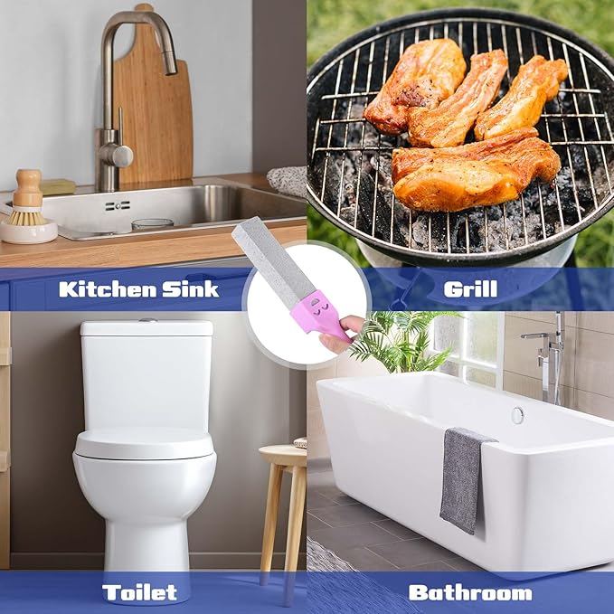 CONLI 60 Pack Pumice Stone Toilet Bowl Cleaner, Toilet Pumice Stone with Handle Remove Toilet Bowl Hard Water Rings Suitable for Cleaning Toilet Bathroom Kitchen Sink Grill