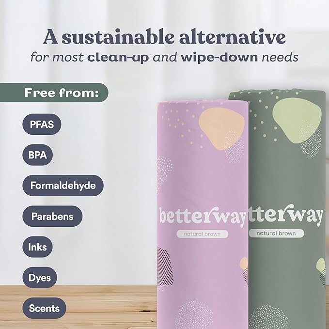 Betterway Bamboo Paper Towels 12 Pack - Unbleached, Non Toxic, PFAS Free - 140 Sheets/Roll, 2-Ply, No Plastic, No Dyes, Eco Friendly, Compostable, Sustainable, FSC Certified, Natural Brown