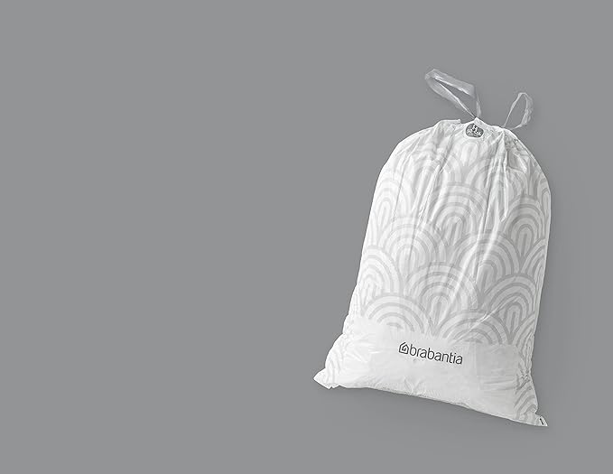 Brabantia PerfectFit Trash Bags (Size H/13.2-16 Gal) Thick Plastic Trash Can Liners with Drawstring Handles (120 Bags)