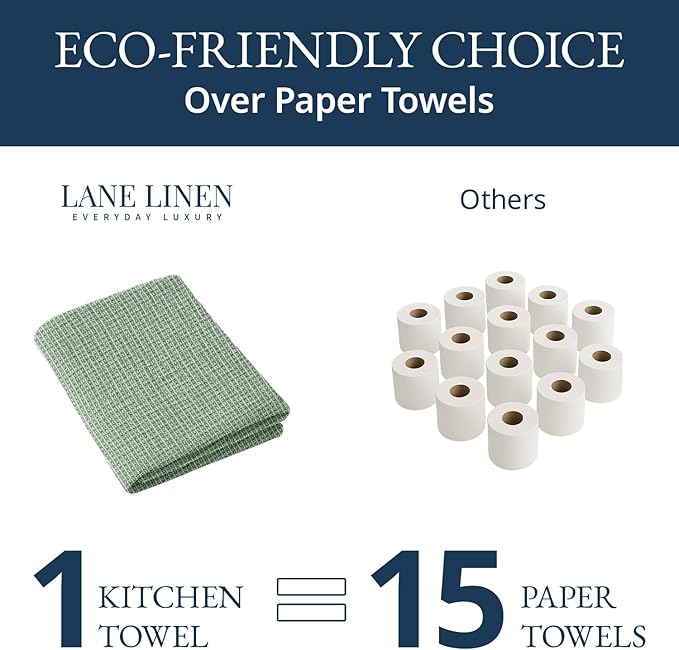 LANE LINEN Kitchen Towels Set - Pack of 12 Cotton Dish Towels for Drying Dishes, 18”x 28”, Premium Hand Towels, Tea Towel, Quick Drying Kitchen Towel Set - Olive