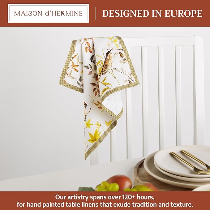 Maison d' Hermine 100% Cotton Cloth Napkins Set of 4 Everyday Reusable Square Napkins Cloth Washable Dinner Party Wedding Restaurant Hotel Kitchen Spring Summer (Verdier, 18" x 18")