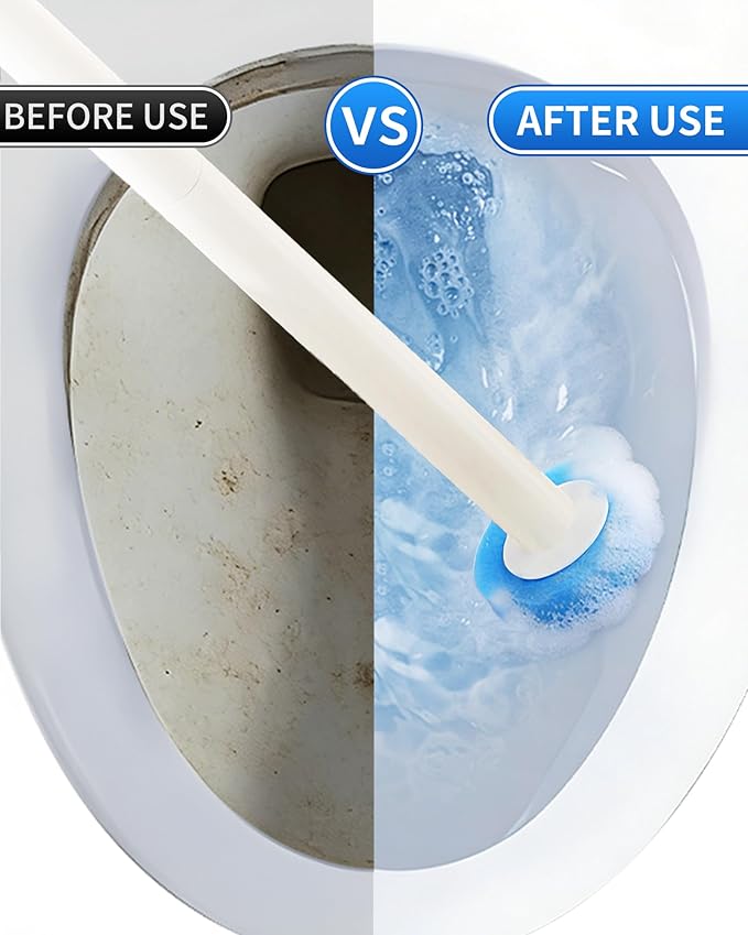 Disposable Toilet Cleaning System, Toilet Bowl Cleaner Wand and 8 Refills, Toilet Brush and Holder Set(Wall Mounted), Bathroom and Toilet Cleaning Scrubber Kit